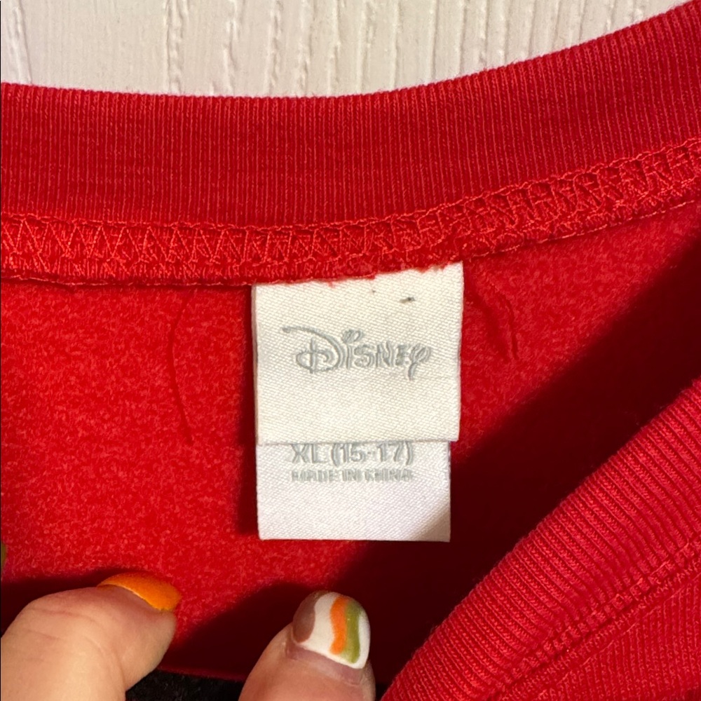 NWOT Disney Mickey Mouse Pull Over Sweatshirt Red Long Sleeve Girl Teen XL 16-17 - Picture 4 of 11
